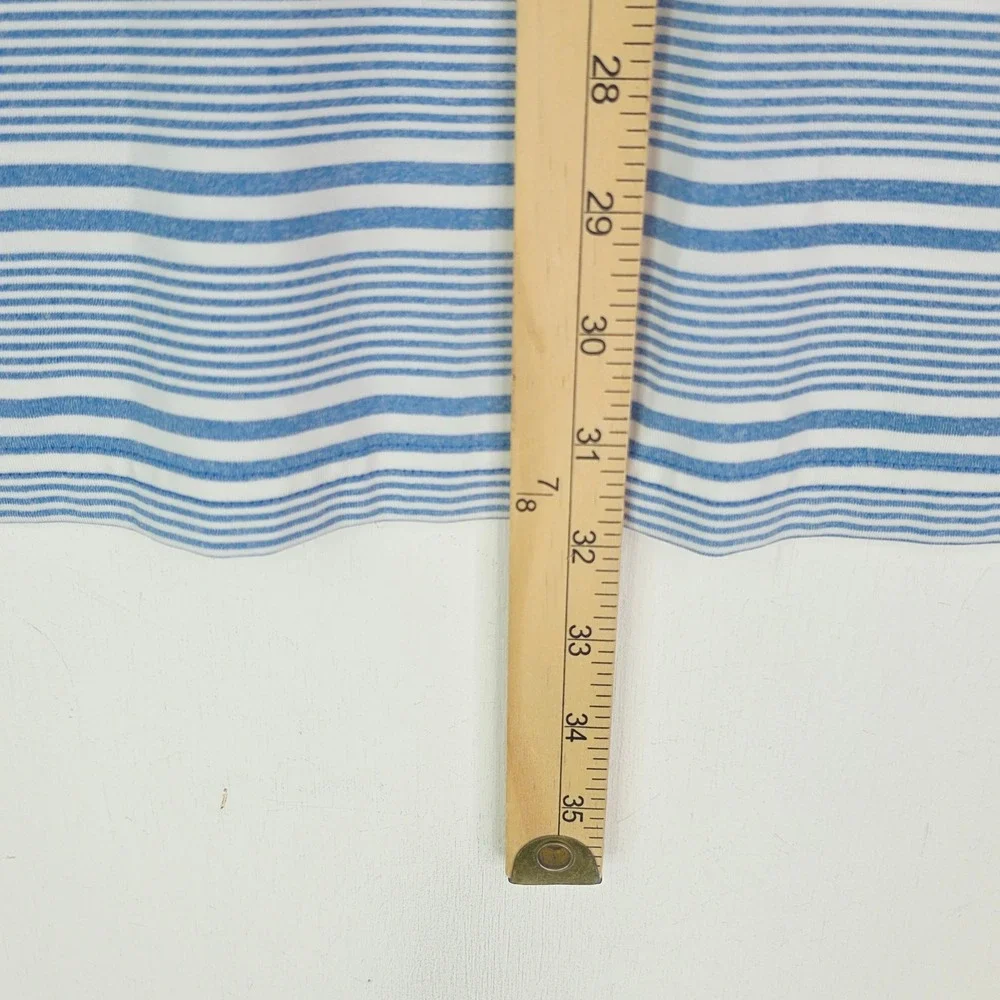 Southern Tide Mens XL Blue White Striped Performance Stretch Short Sleeve Polo